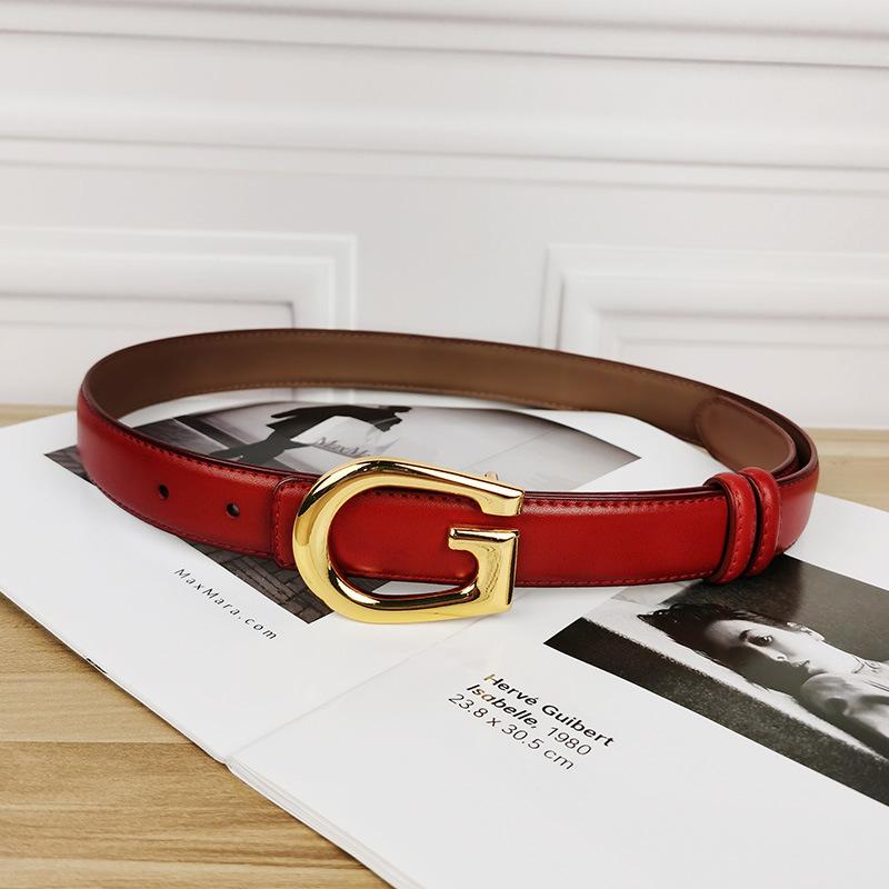 

Belts G-shaped Buckle Leather Belt Female Decoration Ins Simple Fashion All-match Suit Trousers Korean Style High-quality Waistband, Black;brown