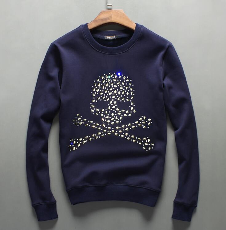 

2021 New European Design Brand Men's Diamond Cashmere Sweatershirt Pullover Youth Thick Warm Big Size Long Sleeved Hoody 5wky, As shown