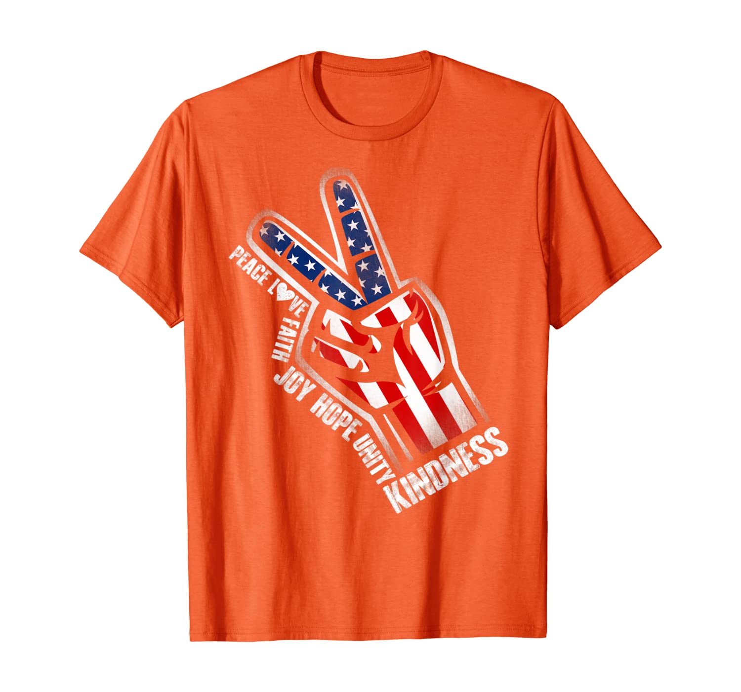 

UNITY DAY Orange Anti Bullying tee Hand Peace Sign T-Shirt, White;black