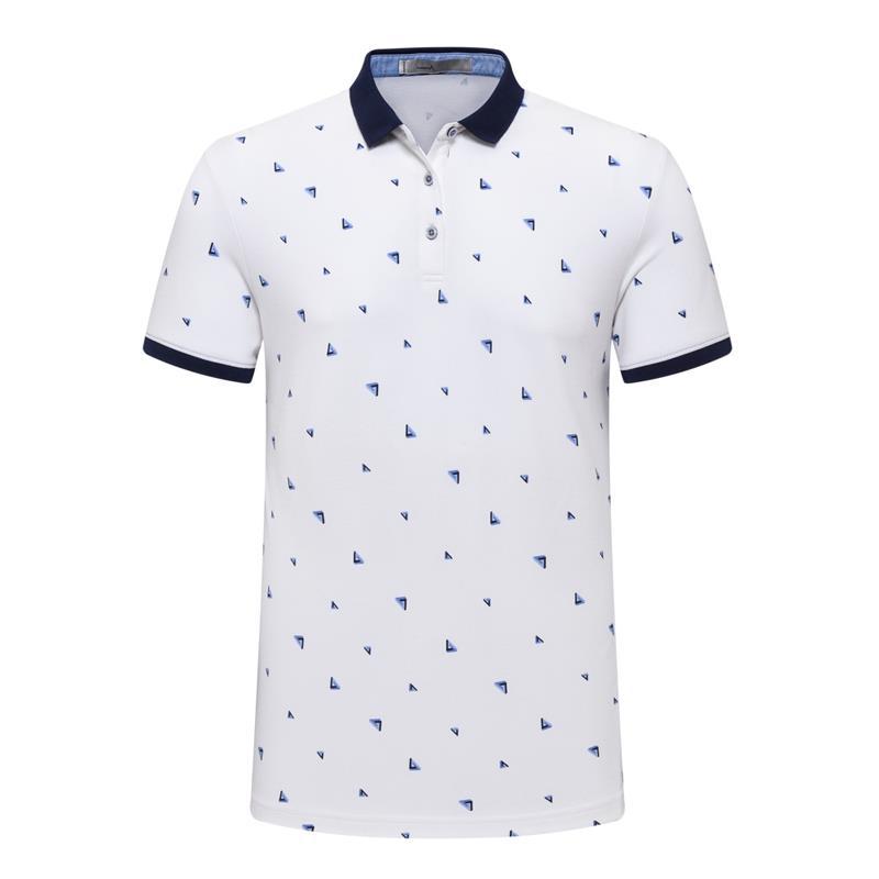 

Summer new trend short-sleeved T-shirt middle-aged men's casual lapel stitching belt button Polo shirt, White;black