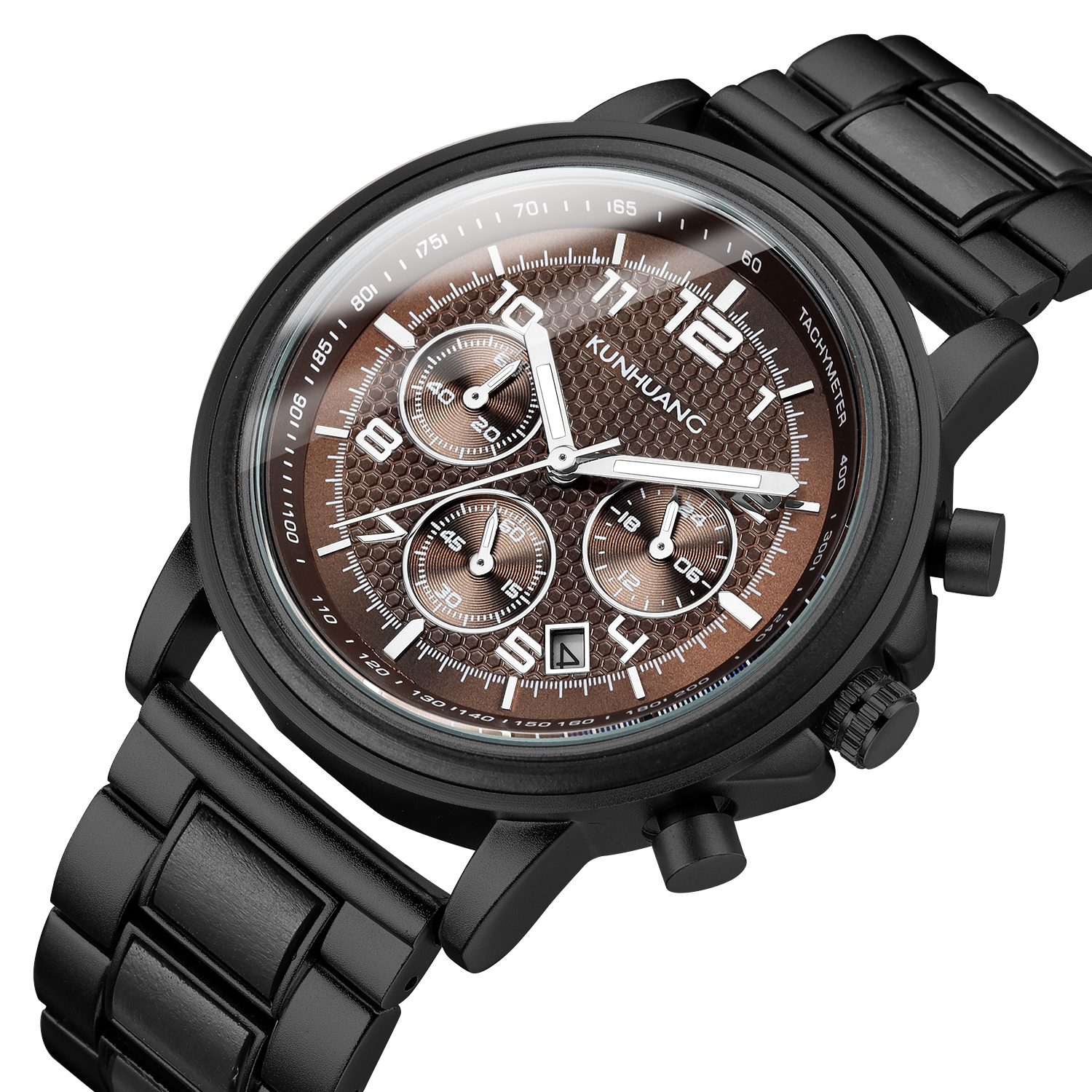 

luxury brand mens wood quartz wrist watch men sport waterproof watch man chronograph wooden watches, Silver walnut