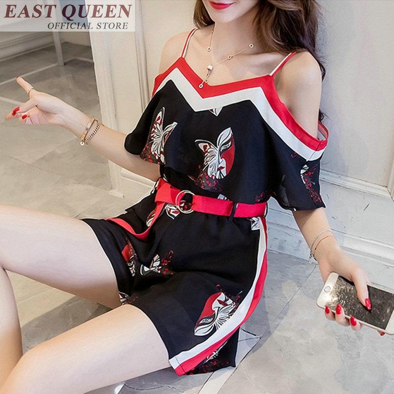 

Women's Jumpsuits & Rompers Summer Beach Playsuits 2021 Floral Print Chiffon Boot Cut Tie Waist Tunics For Elegant Casual DD700 L, Black;white