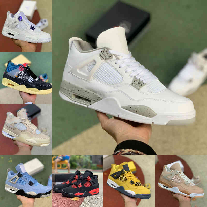 

Jumpman Lightnings 4 4s Basketball Shoes Mens Women Cream Sail University Blue White Oreo Bred Red Thunder Taupe Haze What The Black Cement