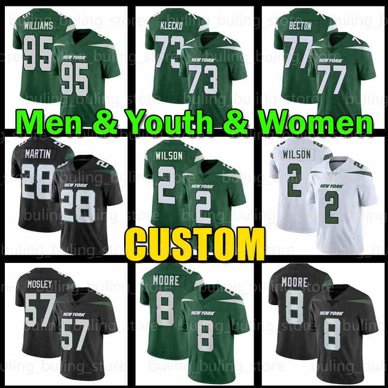 

2 Zach Wilson Football Jersey New 8 Elijah Moore 73 Joe Klecko York 77 Mekhi Becton Jet 95 Quinnen Williams 84 Corey Davis Braxton Berrios Wayne Chrebet Michael Carter, Custom 2020 new men (penqiji)