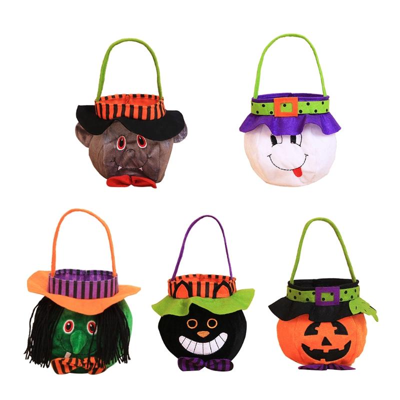 

Party Decoration Halloween Candy Holder Bucket Kids Trick Or Treat Baskets With Handle Cartoon Pumpkin Witch Bat Ghost Tote Gift Bags 87HA