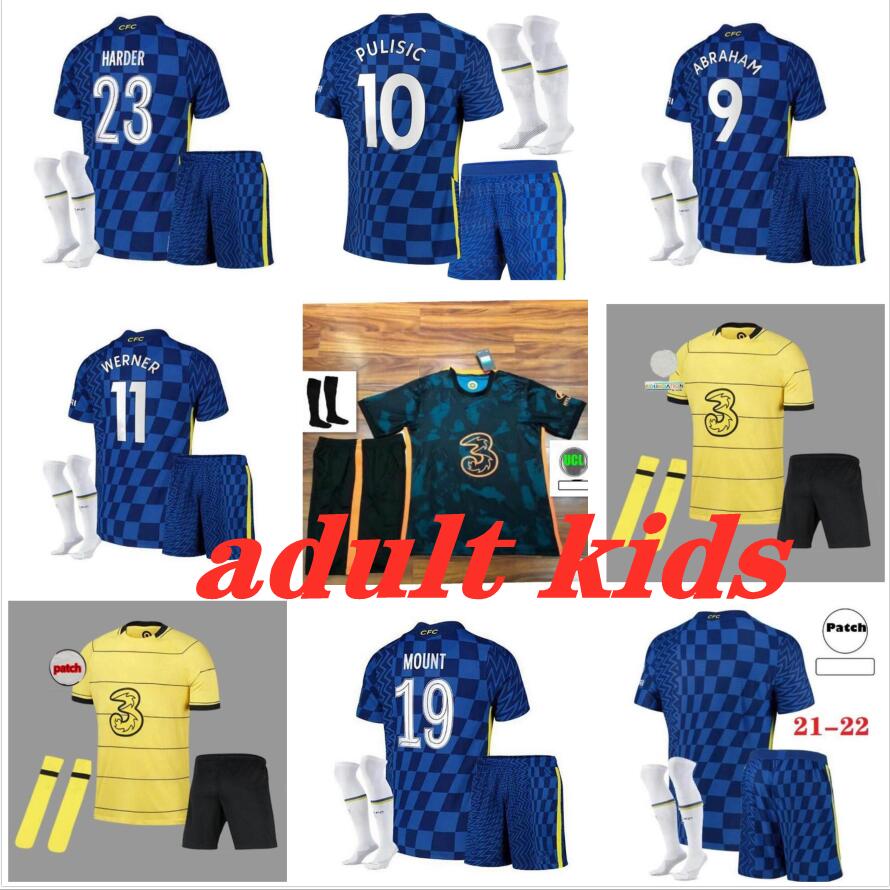 

PULISIC ZIYECH HAVERTZ KANTE soccer jersey 2021 2022 WERNER ABRAHAM CHILWELL MOUNT JORGINHO 20 21 22 GIROUD football shirt men kids kit Uniform socks pants shorts, Black
