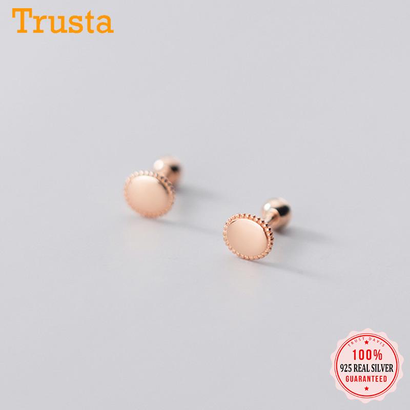 

Stud Trustdavis Real 925 Sterling Silver Fashion Sweet Ellipse Bead Screw Earring For Women Wedding Party Fine Jewelry DS652