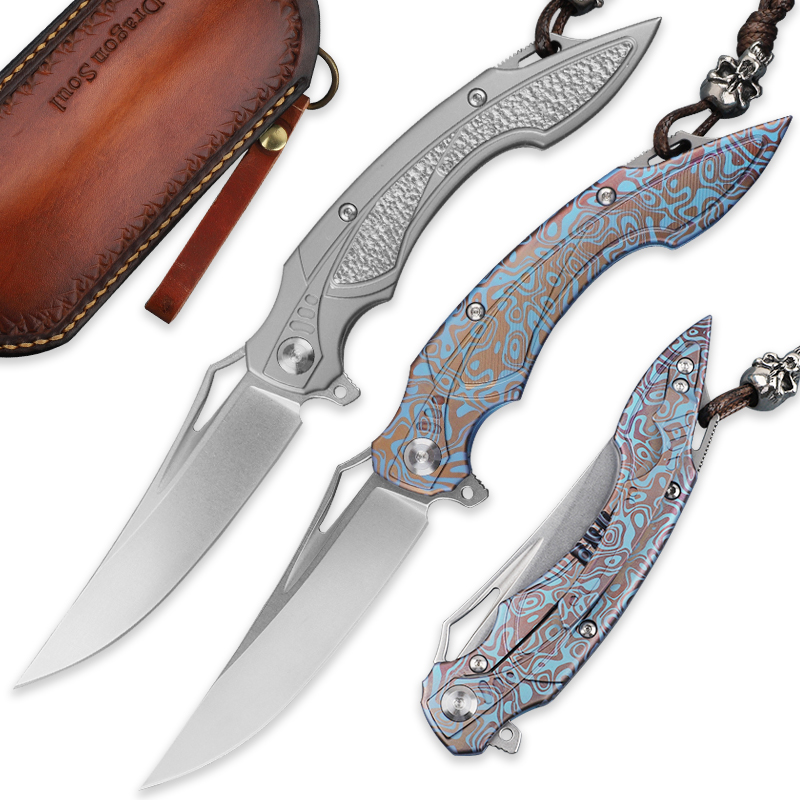 Genuine M390 Blade Folding Knife Titanium Alloy Handle Outdoor Camping Hunting Pocket Survival Knife EDC Tool-image-607427893