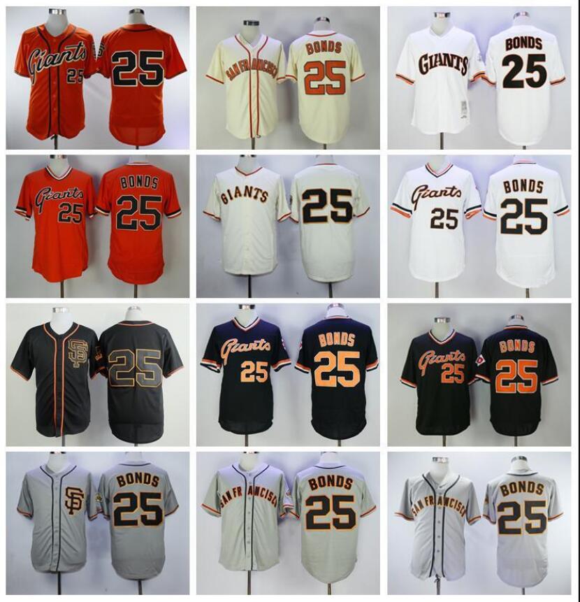 

Men Retire Baseball Jerseys 25 Barry Bonds Vintage 1989 Flexbase Cool Base Pullover Team Color Black Grey White Orange Beige Embroidery, Blue;black