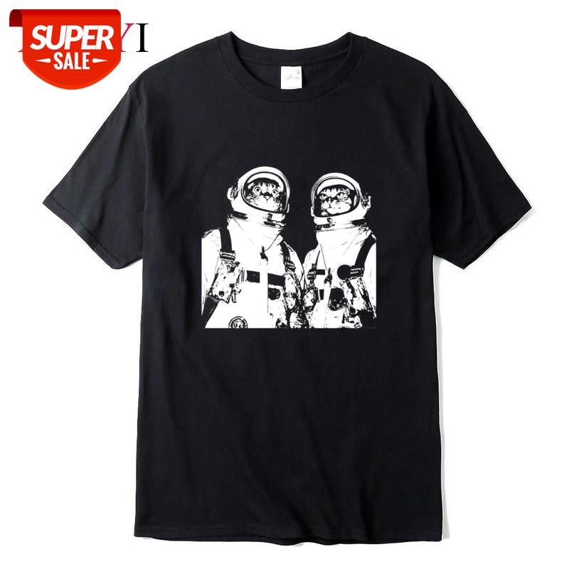 

XINYI Men's T-shirt Top Quality 100% cotton short sleeve cool cat print casual loose men t shirt o-neck t-shirt men tee shirts #Cl4F, White;black