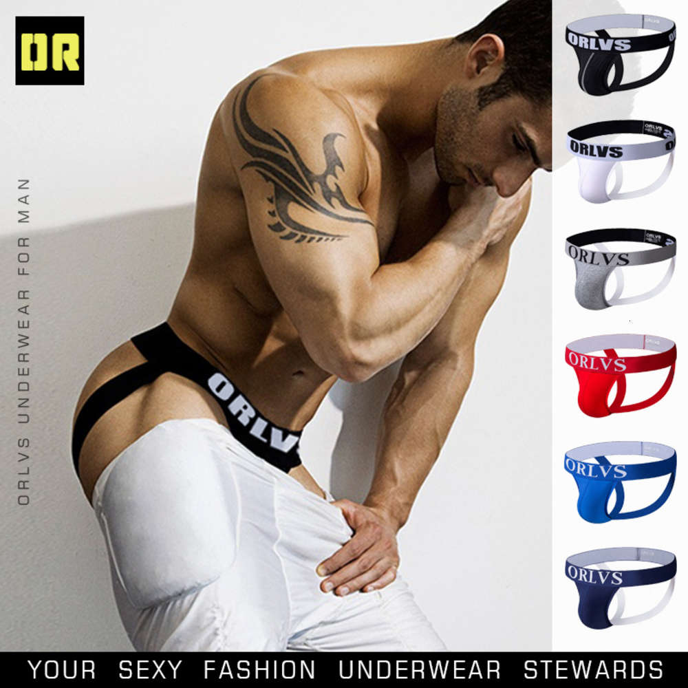 

Orlvs low waist underwear cotton men's thong sexy trend double thong, Black;white