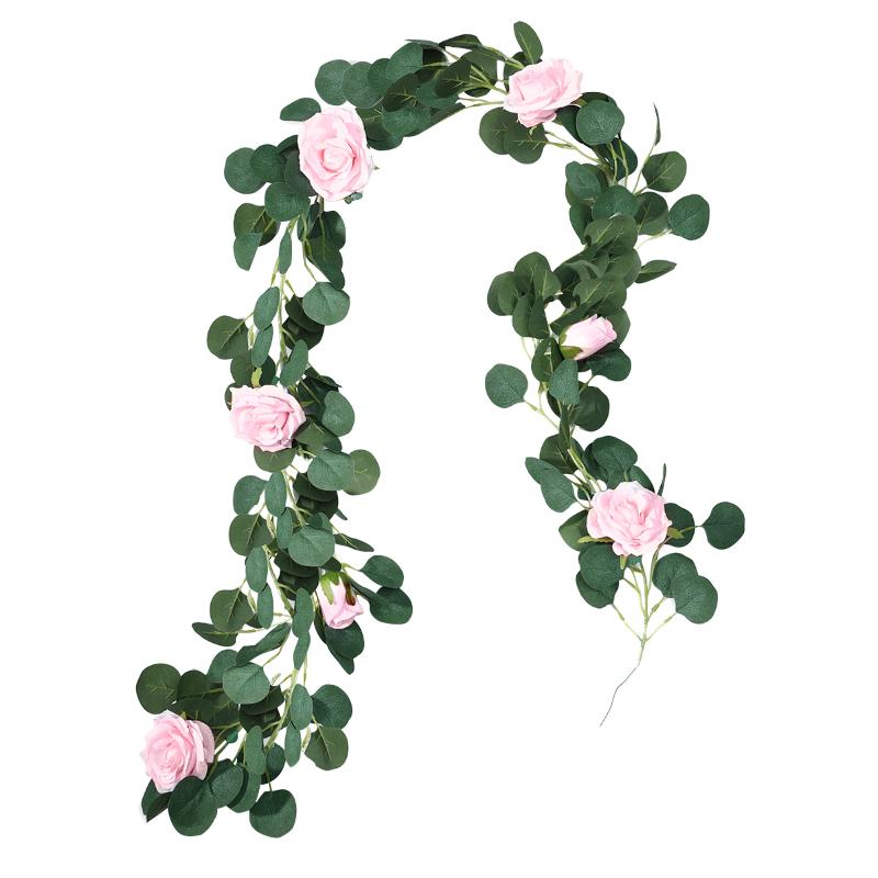 

Decorative Flowers & Wreaths Partykindom 2pcs Artificial Eucalyptus Garland Cloth Leaves Roses Greenery Wedding Decoration