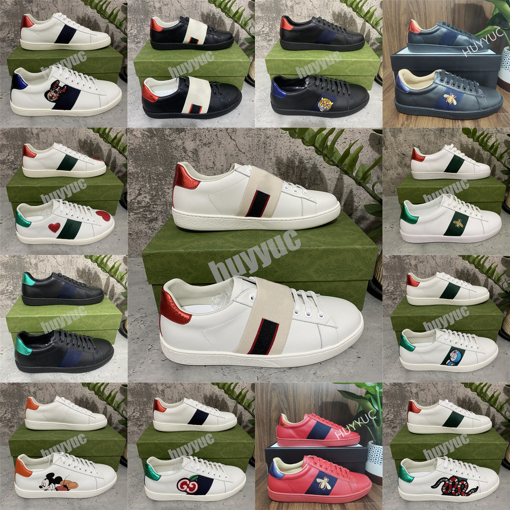 

2022 mens womens shoe bee snake tiger casual genuine leather shoes embroidery classic trainers python embroidered lover sneakers with box si, Black
