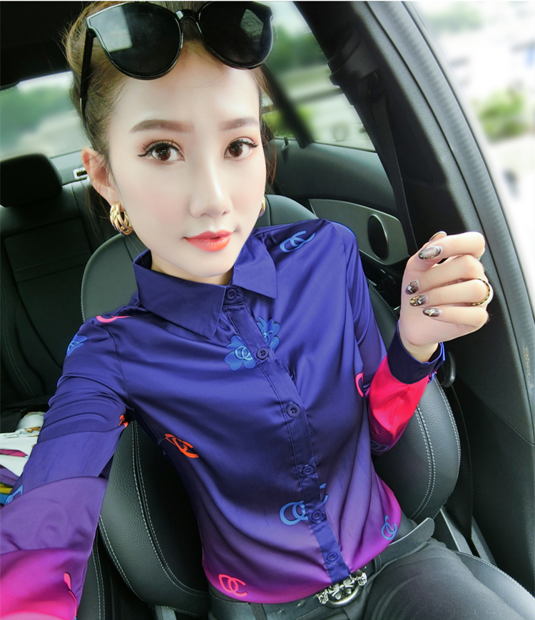 

2021 New Fashion Printed Blouse Luxury Women's Runway Designer Shirts Long Sleeve Vintage Ladies Spring Autumn Casual Button Shirt Slim Tops, Customize