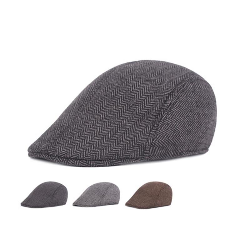 

Berets 2021 Mag Style Beret Men's Cotton Herringbone Caps Middle-aged And Elderly Hats Autumn Winter Forward, Light grey