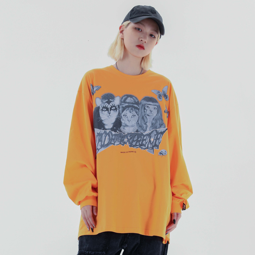 

2021 New Sweatshirt Cute Cat Cosplay Print Hip Hop Pullover Men Funny Picture Baggy Cozy Vintage Advanced Streetwear Autumn 4zdq, White
