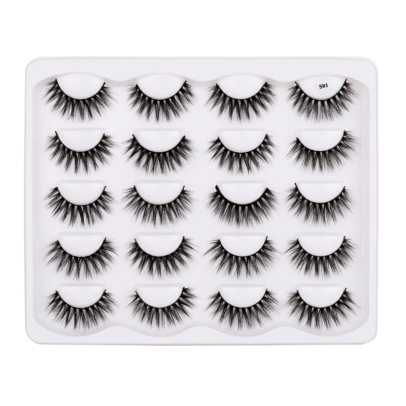 

False Eyelashes Handmade Natural Thick Mink False Eyelashes 10 Pairs Set Soft Natural long Fake Lashes Extensions Eye Makeup FedEx IP Free