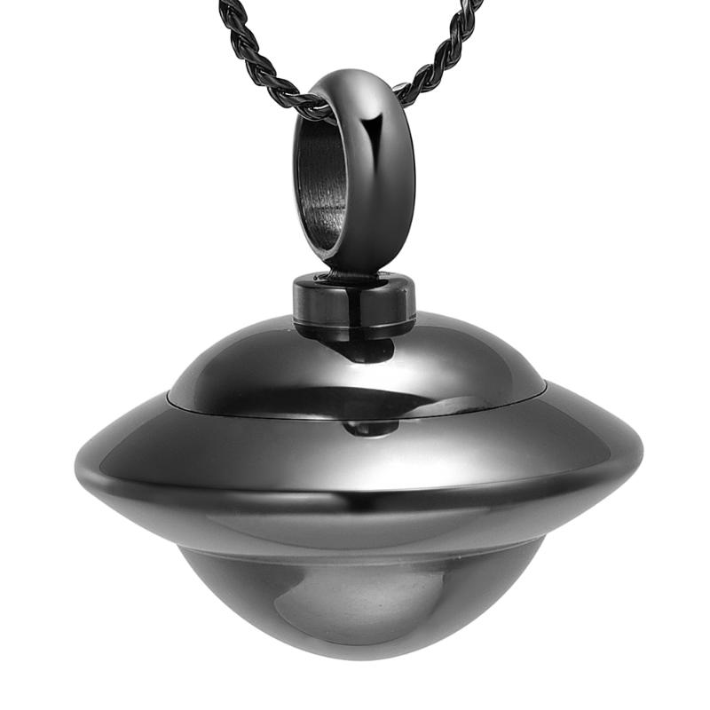 

Chains Cremation Jewelry For Ashes Stainless Steel UFO Shape Ash Holder Memorial Necklace Spaceship Pendant Keepsake Human/Pet, Silver