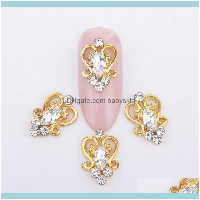 

Nail Salon Health & Beautynail Art Decorations 10Pcs Alloy Gold Decoration Charms Design Glitters Rhinestones Gems Back Curved 3D Jewels Sup