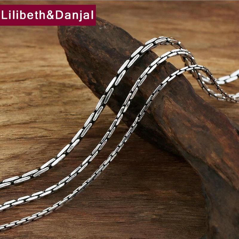 

Chains 1.5mm-3mm Square Bamboo Necklace Vintage Chain 100% 925 Silver Fashion Jewelry For Women And Men GN5