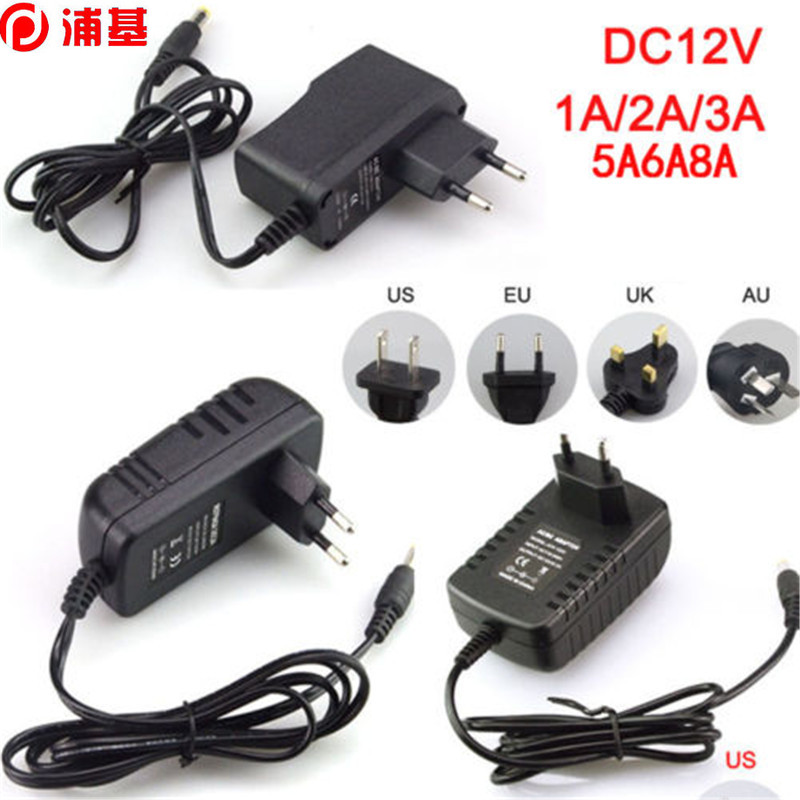 

100 PCS/Lot AC 100V - 240V to DC 12V 1A 2A 3A 5A 6A 8A lighting transformers Power Supply for 5050 3528 5630 LED Strip CCTV US EU UK AU