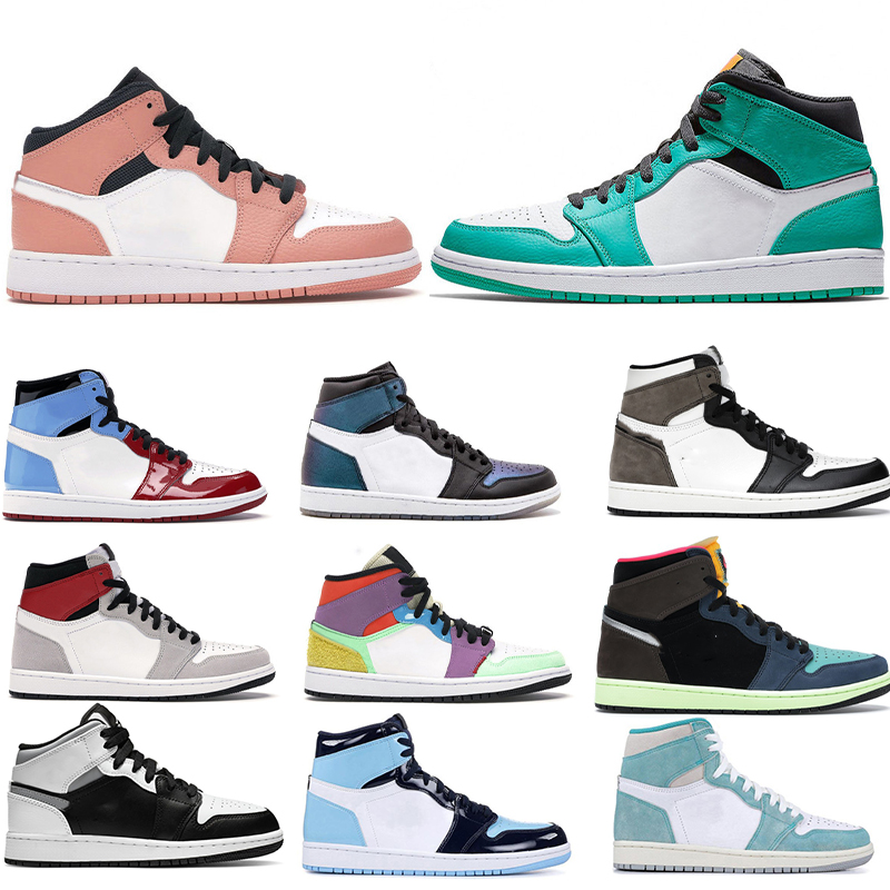 

New 2021 Mens basketball shoes 1s high og Obsidian Phantom Pine Turbo Green Travis Scotts Royal Toe Twist 1 jumpman men women sports sneaker