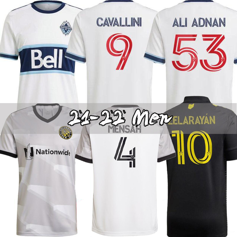 

2021 2022 Columbus Vancouver Whitecaps soccer jerseys Zardes MENSAH Nagbe Santos Zelarayan MLS Mens football shirts 20 21 Cavallini Uniforms, Black;yellow