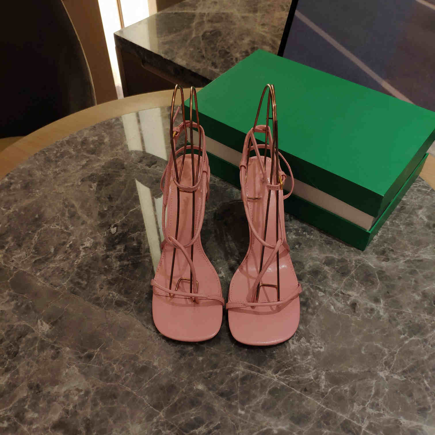 

Square toe flip flops with stiletto heels leather sandals for women, White