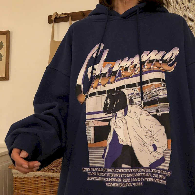 

Thin cotton hooded sweatshirt women loose Harajuku style printing Korean casual all-match long-sleeved autumn winter hoodie 210526, Blue