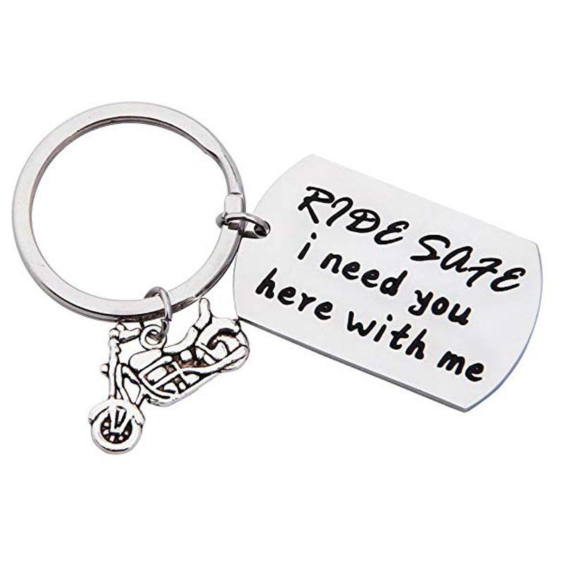 

Keychains I-Remiel Key Chain " Ride Safe I Needed You Here With Me Keychain Stainless Steel Safety Driving Pendant Jewelry Accessories