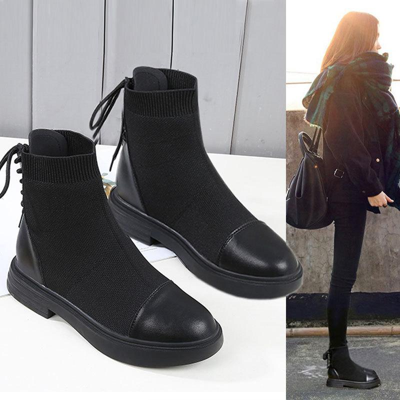 

Dress Shoes Boots Women's Cotton Winter Plush British Short Thin Socks, Black autumn 9069