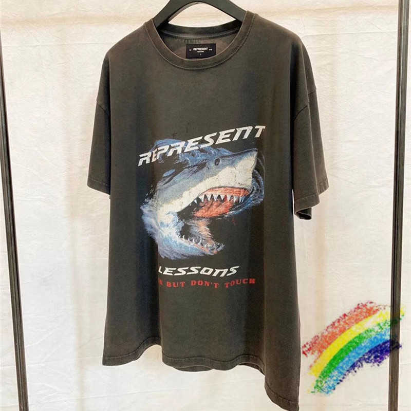 19aw Represent X Lessons T-shirt 1:1 Best Quality Shark Printing Oversized T Shirt Men Women Fashion Represent Top Tees Mens T200420