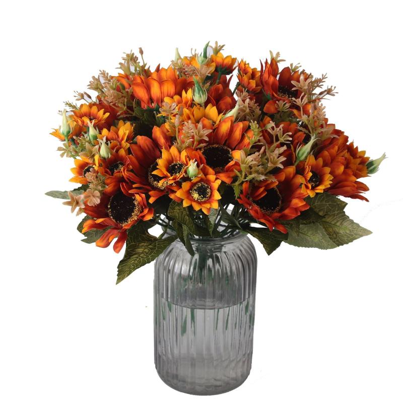 

Decorative Flowers & Wreaths Artificial Flower Autumn Sunflower European Sun Wedding Home Furnishing Small Simulation Bouquet