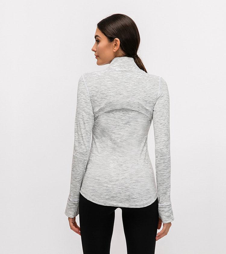 

J001 Plain Women Zip Up Yoga Jacket Elastic Long Sleeve Gym Sports Coat Fitness Running Clothes Sexy Slim Atheltics Clothing lu, Black;brown