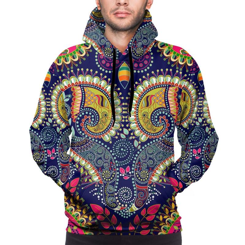 

Men's Hoodies & Sweatshirts Polyester Blouses Long Sleeve Royal Blue Tops Bandana Print Style Loose Pocket Sweatshirt Gift Custom DIY Casual, 435641377