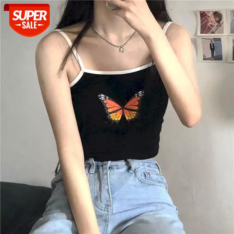 

2021 Summer Tops for Women Cami New Camisole Female Student Korean Slim Hyuna Style Short Umbilical Outer Wear Crop Top Ins Goth #MJ76, White