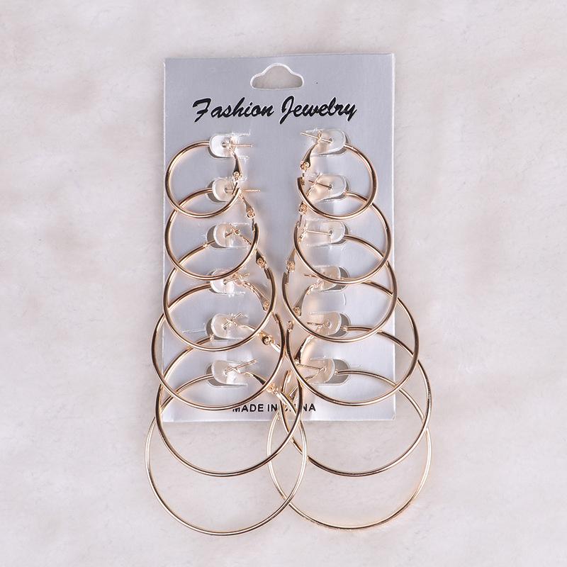 

Hoop & Huggie 12 Pairs Earrings Set Big Circle Earring Fashion Jewelry For Women Girls Steampunk Ear Clip Korean 2021, Golden;silver
