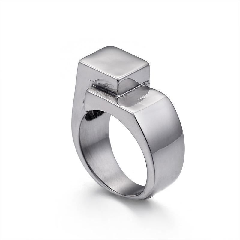 

Cluster Rings Glossy Personality Men's Pull Finger Titanium Steel Ring
