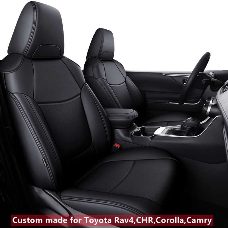 

Custom Fit Car Accessories Seat Covers For 5 Seats Full Set Top Quality Leather Specific For Toyota RAV4 Corolla CHR Camry 90% 5 seats cars ( Tell your car information)