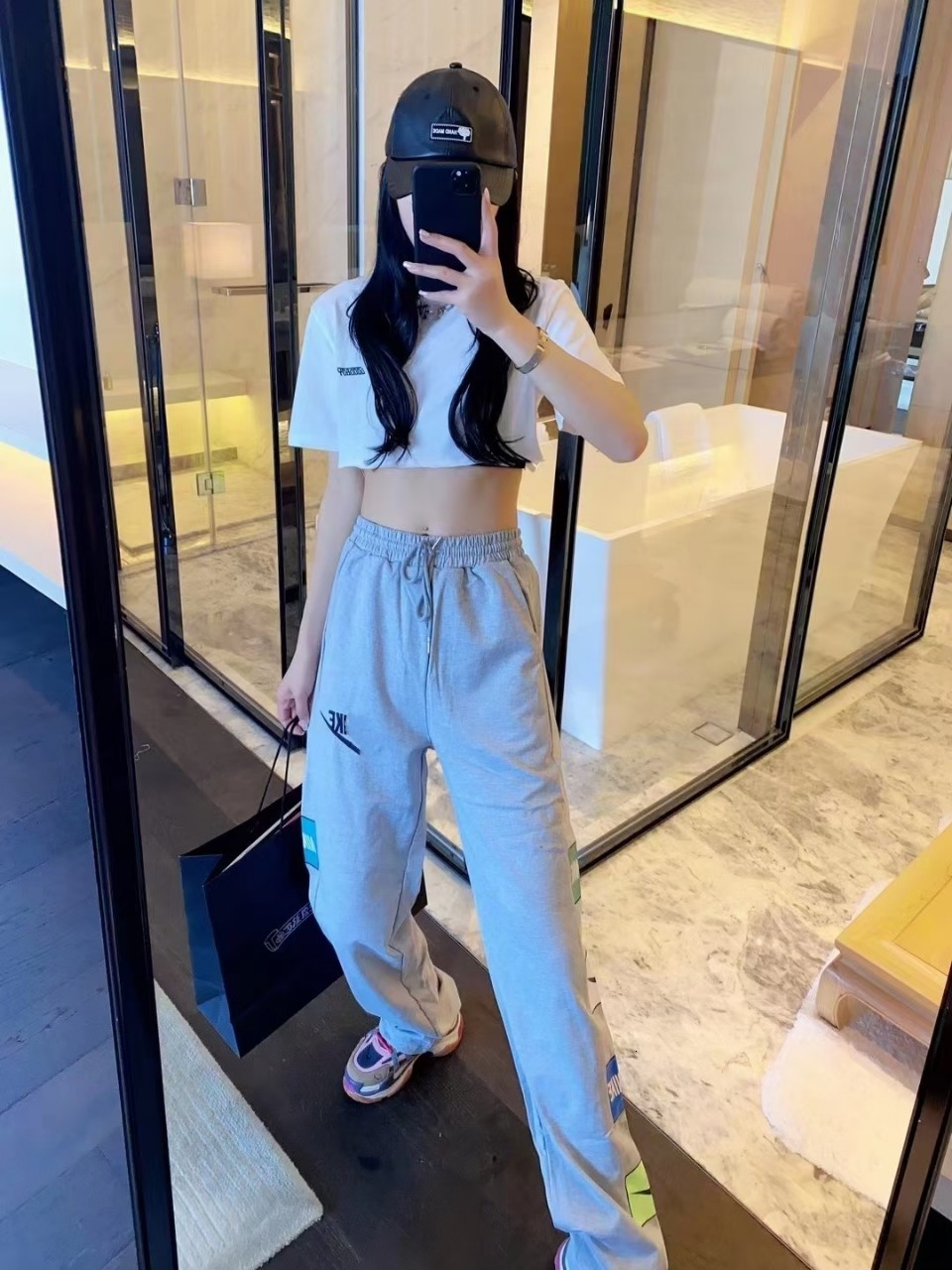 

casual pants 2021 spring net red same fashion korean version versatile loose slim high waist drawstring women's, Black;white