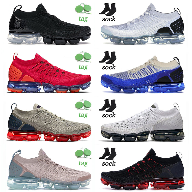 

Authentic 2021 Top Running Shoes Mens Womens White Black Light Cream Race Blue Flyknit Fly Knit 2 Air Vapor Max Tennis Trainers Sneakers 36-45