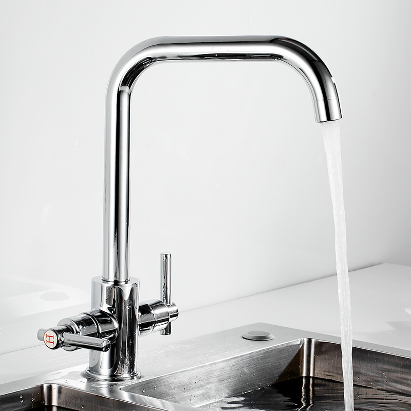 

2021 New Hotbest Kitchen Sink Faucet Mixer Seven Letter Design 360 Degrees of Rotation Purification Double Water Handle the Series Mvka