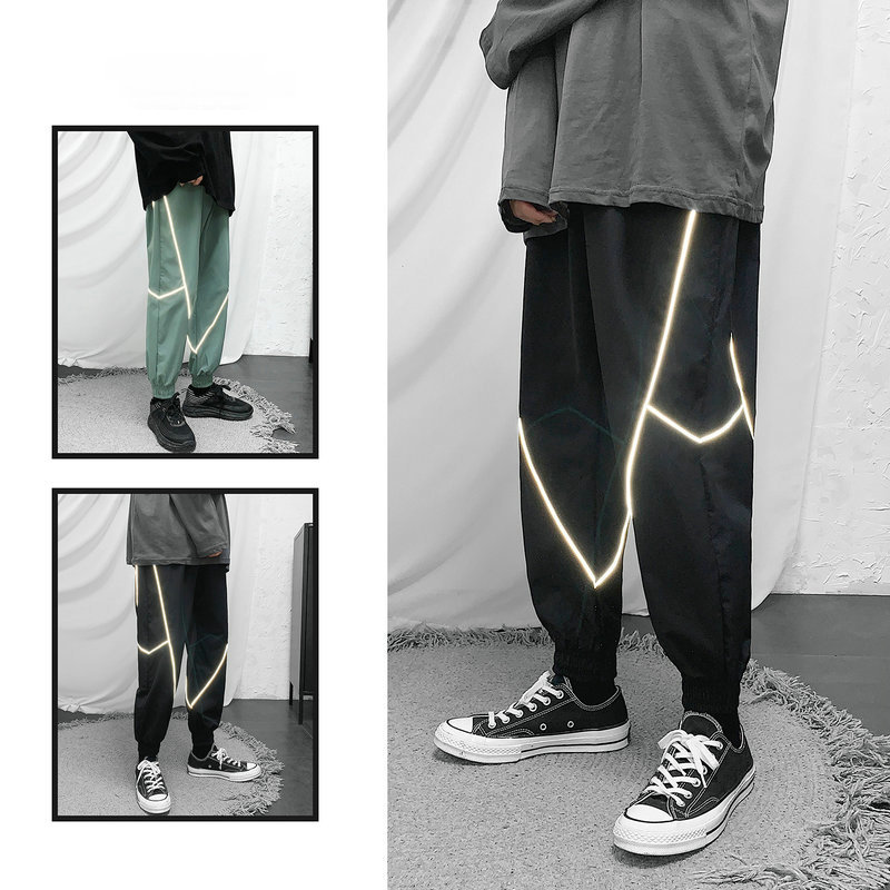 

2021 New Hip Hop Cargo Fashion Harajuku Harem Pant Streetwear Casual Joggers Reflective Men Pants Trousers 9914 Sqk9, Armg green