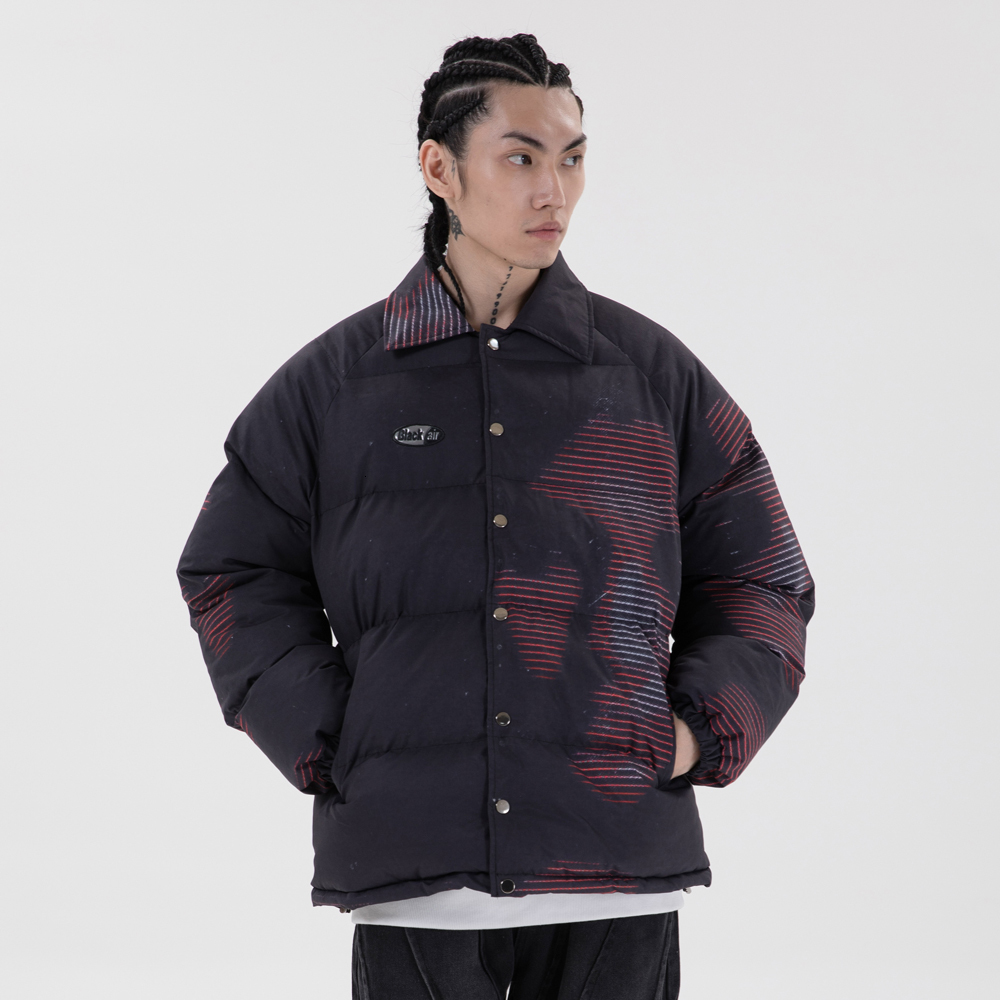 

2021 New Men Winter Parkas Coat Hip Hop Thick Cotton Jackets Fashion Casual Print Streetwear Oversized Jacket Tops Nivn, Black