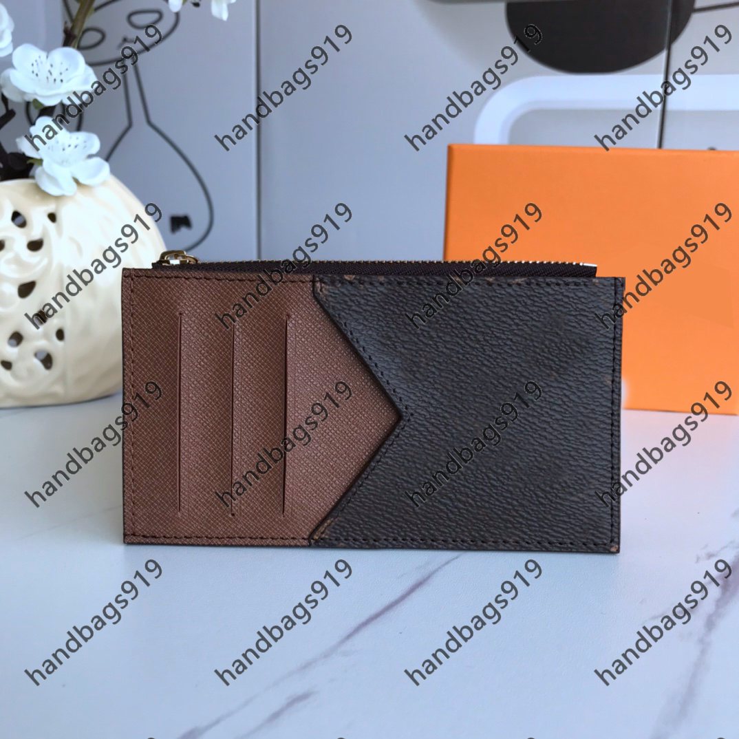 

Women men Designer Card Holders womens creditcard Wallets mens Wallet Multifunction coin purse Fashion classic retro all-match black brown flower lattice, Lb131 8/14.5/1cm