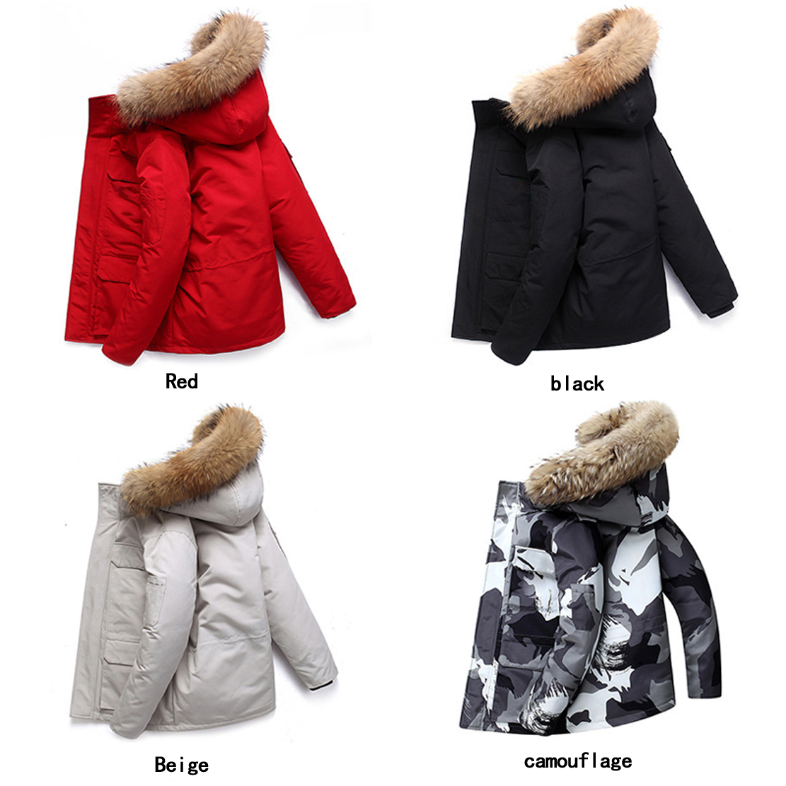 

2021 winter men's hooded mid-length down jacket thickened windproof warmth multi-pocket tide multi-color optional M-XXXL zy, 0000