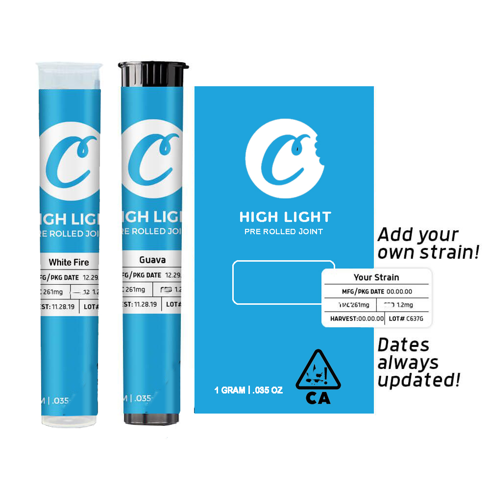 

Empty 1 Gram Cookies Plastic Preroll Tube white and Black Cookies Preroll Tube Packaging