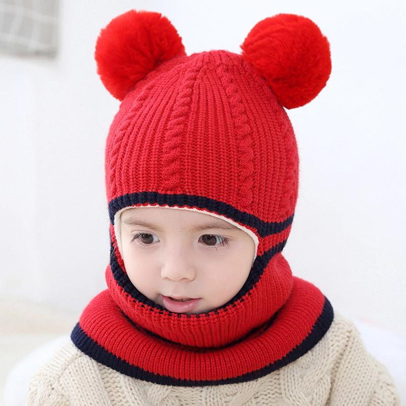 

Caps & Hats Winter Baby Infant Boy Warmth Hat Children One-piece Knitted Girl Woolen Scarf Breathable Comfortable Kids Accessories, Yellow
