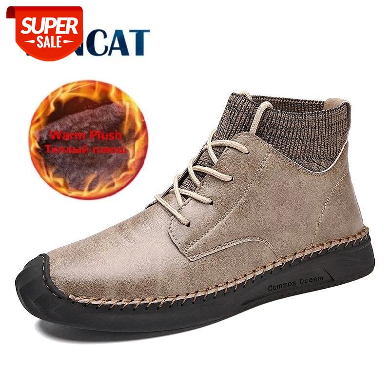 

New Men Winter Snow Boots Waterproof Leather Sneakers Warm Plush Men's Boots Outdoor Non-slip Men's Motorcycle Size 39-48 #oE8h