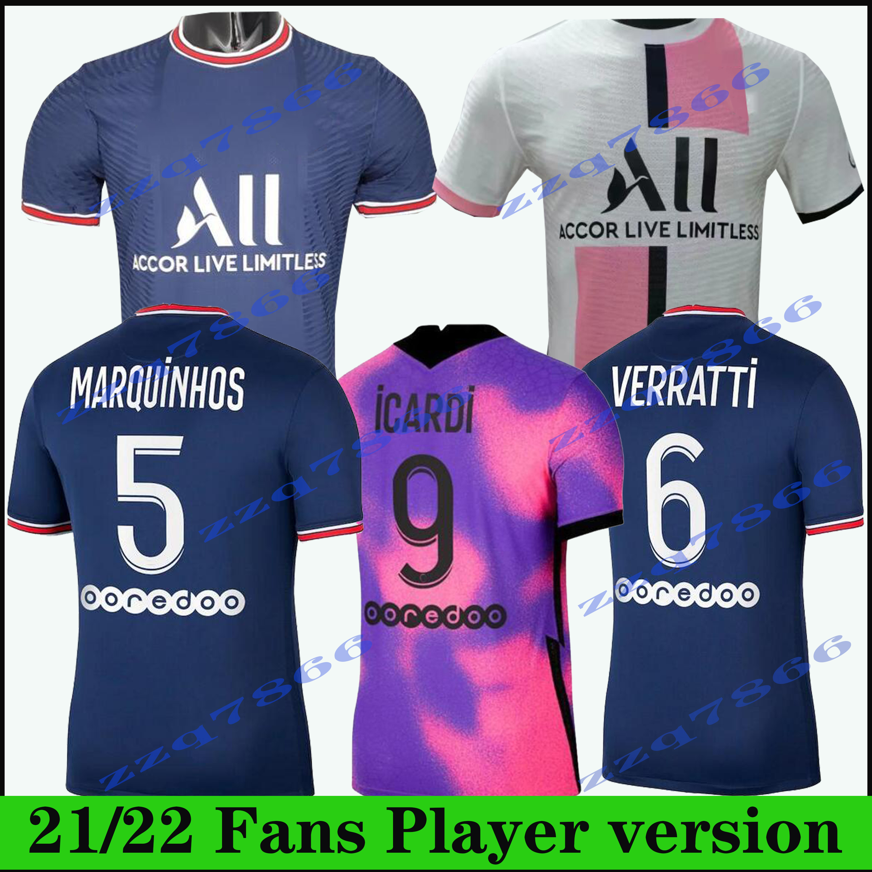 

2021 2022 Fans Player version MBAPPE soccer Jersey MARQUINHOS shirt 21 22 ICARDI KIMPEMBE VERRATTI KEAN men kids maillots de football kits uniform, Black;yellow